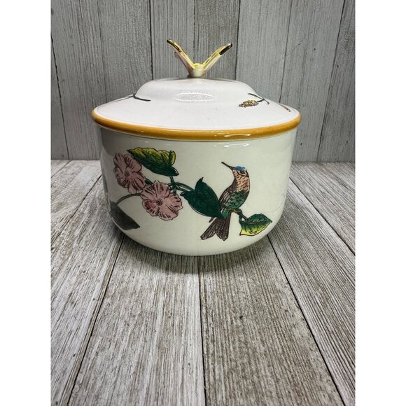 Vintage The Haldon Group Trinket Dish Covered Butterfly Top Handle 1983 Japan - Picture 3 of 10